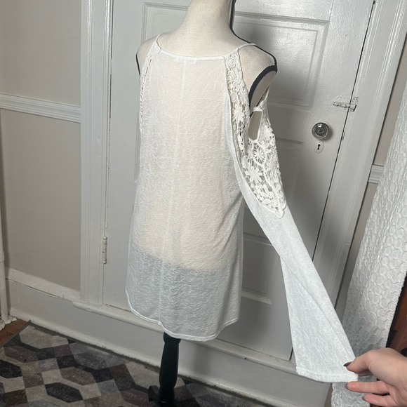 T Party White Lace Cold Shoulder Tunic Top Flutter Sleeve Fairy Boho Ethereal Lg - Picture 7 of 15